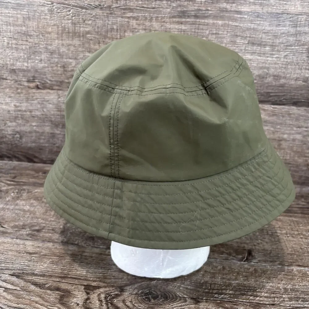 ANINE BING Bucket Hat Women's Large Green Nylon Lined Logo Lightweight